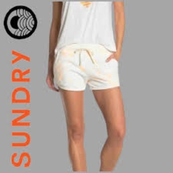 Sundry NWT Pop Orange Tie Dye Pull On Terry Shorts Size Medium - Picture 3 of 9